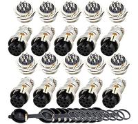 Aviation Plugs GX16-9, Lsgoodcare 20Pcs 16mm 9 Pin Din Female/Male Aviation Connector Plug with 10Pcs Aviations Plug Caps, 5A Metal Chassis Connector Socket