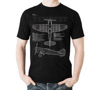 Aviation Themed Hawker Tempest Mens T-Shirt Printed Graphic Top Unisex Black Tee XL