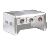 Aviator Aluminium Coffee Table 3 Drawers Vintage Aircraft Airman Stand vidaXL