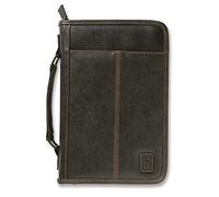 Aviator Bible Cover, Zippered, with Handle, Leather Look, Brown, Extra Large
