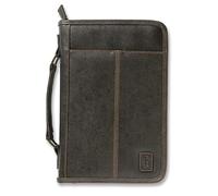 Aviator Bible Cover, Zippered, with Handle, Leather Look, Brown, Extra Large