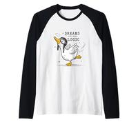 Aviator Duck Dreams Don't Need Logic Whimsical Pilot Bird Raglan Baseball Tee