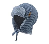 Aviator hat in ribbed fabric with stripes and teddy plush