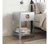 Aviator side table 40x40x60 cm wood frame polished aluminium panels +1 drawer