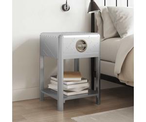 Aviator side table 40x40x60 cm wood frame polished aluminium panels +1 drawer
