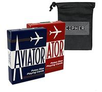 Aviator Standard Playing Cards - 2 Deck Set Red And Blue - Includes Cipher Card Bag
