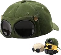 Aviator Style Baseball Cap with Integrated Goggles, Men's Korean-Style Vintage Pilot Baseball Cap, Casual Style, Lightweight Design for Outdoor Wear and Daily Fashion，Green