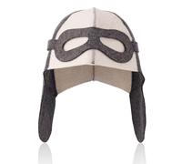 Aviator Style Wool Sauna Hat for Men Women, Unisex Felt Russian Banya Sauna Cap One Size Fits All Sauna Accessories Gifts for Steam Bath Hair Protect (White and Gray)