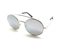 Aviator Sunglasses Metal Round Silver Grey Double Bridge Mirror New, Silver Grey