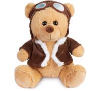Aviator Teddy Bear Pilot with Goggles + Flight Jacket 10" Stuffed Animal Toy