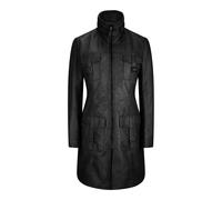 Aviatrix Black Tan Women's Woman's Soft Washed Leather Jacket Trench Coat - UK 20 - Black