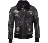 Aviatrix Men’s Genuine Buffalo Leather Pilot Flight Aviator Bomber Jacket (YBOB) 2XL Black