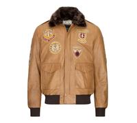 Aviatrix Men's Aviator Flying Pilot Bomber Jacket Tan Removable Black Fur Collar - Brown - 5XL