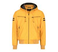 Aviatrix Men's Hooded Leather Bomber Jacket Red Stripes Quilted - Yellow - Medium