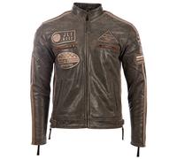 Aviatrix Men's Super-Soft Real Leather Band Collar Patch Fashion Biker Jacket, Desert Tan, 2XL / Chest=44 inch