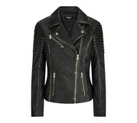 Aviatrix Women's Leather Black Gold Biker Jacket - UK 18