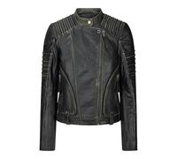 Aviatrix Women's Women's Girls Soft Black Gold Leather Short Biker Jacket - UK 18