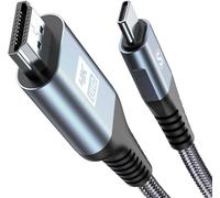 AviBrex USB C to HDMI Cable 4K 1.5 m, USB Type C to HDMI UHD Cable Braided Thunderbolt 3/4 Adapter Compatible with iPhone 15 16 Pro Max, MacBookPro/Air, iMac, iPad, Samsung S25 to S8, Surface, Dell