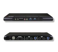 Avico Dual Monitor KVM Switch 2 Computers 2 Monitors- HDMI 2.0 & USB 3.0-EDID Emulation-4K@60Hz, 1440p@144Hz, 1080p@240Hz - Compatible with Laptops, Desktops, Windows,Mac OS M1/M2/M3, Linux, Ubuntu