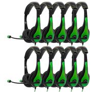 Avid AE-36 Green On-Ear Stereo Headphones with Boom Microphone (10-Pack)