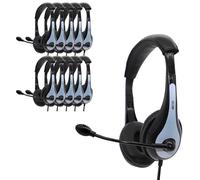 Avid AE-36 White On-Ear Stereo Headphones with Boom Microphone (10-Pack)