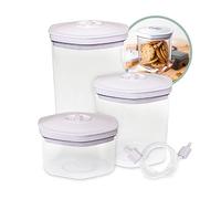 Avid Armor 3 Piece Vacuum Food Container Set for Home Kitchen with Accessory Hose in 2L, 1.4L, and 0.7L Sizes BPA Free