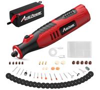 Avid Power 8V Li-Ion Cordless Rotary Tool With 5-Speed, 4 Front Led Lights And 60Pcs Accessories Kit For Carving, Engraving And Cutting, Mw324 8V Rotary Tool Kit Red & Black