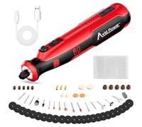 AVID POWER Cordless Rotary Tool 8V Rechargeable Grinding Tool for Dog Nail, 5 Speeds, 60 Pcs Accessories for Carving, Engraving, Sanding, Polishing and Cutting (Light Red)