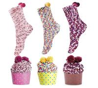 AVIDA ZEN Cupcake Socks - Fluffy Socks Warm Women Cupcakes Gifts - Bed Socks - Thermal Socks - Perfect for Christmas, Valentine´s Day, Birthday and Other Occassions (Multicolor-C)