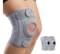AVIDDA Knee Support for Men and Women - 2 Pack Knee Brace with Open Patella - Compression Sleeve with 3 Straps for Running, Sports, Arthritis, Joint Pain Relief, ACL, MCL, Tendonitis - Grey