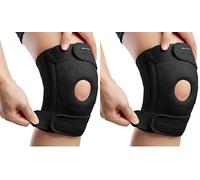 AVIDDA Knee Support for Men and Women - Knee Brace with Open Patella - Compression Sleeve with 3 Straps for Running, Sports, Arthritis, Joint Pain Relief, ACL, MCL, Tendonitis - Black (Pack of 2)