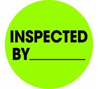 Aviditi Tape Logic 2" Circle Label, "Inspected by", Fluorescent Green, Roll of 500 Stickers, for Inventory Control and Warehouse Organization