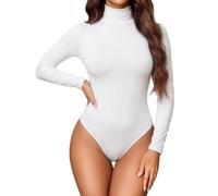 Avidlove Bodysuit for Women UK Long Sleeves Bodysuits Turtle Neck White L