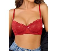 Avidlove Women's Dirndl BH Sexy Underwire Lace Bralette Balconette Bra Reds