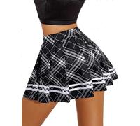 Avidlove Women's Mini Skirt Women Girls Short High Waist Pleated Skater Tennis School Skirt Sexy Multiple Colours Elastic Skirt for Cosplay Party Club Black and White Plaid M