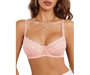 Avidlove Women's Sexy Lace Non-Padded Bra Underwire Balconette Bralette | Push Up,Comfort Classic,Everyday Dirndl Underwear,Minimizer,Scalloped Lace Design,Stylish Versatile