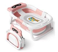 AVIDOR Baby Bathtub,Collapsible Bathtub for Newborn to Toddler,Durable Essential Infant Bath Tub,Portable Travel Baby Tub with Soft Cushion,No-Slip Hanging and Detachable(Pink)