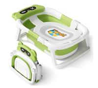 AVIDOR Baby Bathtub,Collapsible Bathtub for Newborn to Toddler,Durable Essential Infant Bath Tub,Portable Travel Baby Bathtub with Soft Cushion,No-Slip Hanging and Detachable Bathtub,Green