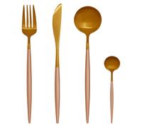 16-Piece Pink/Gold Cutlery Set Gold-Coloured