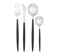 Interiors by Premier 16 Piece Matte Silver and Black Cutlery Set