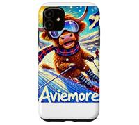 Aviemore, Ski, Skiing, Scotland, Cartoon Illustrated Case for iPhone 11