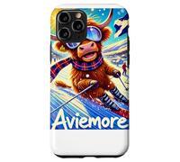 Aviemore, Ski, Skiing, Scotland, Cartoon Illustrated Case for iPhone 11 Pro