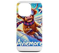 Aviemore, Ski, Skiing, Scotland, Cartoon Illustrated Case for iPhone 13 Pro