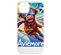 Aviemore, Ski, Skiing, Scotland, Cartoon Illustrated Case for iPhone 14 Plus