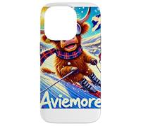 Aviemore, Ski, Skiing, Scotland, Cartoon Illustrated Case for iPhone 14 Pro