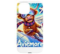 Aviemore, Ski, Skiing, Scotland, Cartoon Illustrated Case for iPhone 15