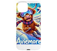 Aviemore, Ski, Skiing, Scotland, Cartoon Illustrated Case for iPhone 15 Plus