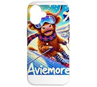 Aviemore, Ski, Skiing, Scotland, Cartoon Illustrated Case for iPhone 16