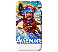 Aviemore, Ski, Skiing, Scotland, Cartoon Illustrated Case for iPhone X/XS