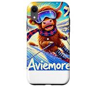 Aviemore, Ski, Skiing, Scotland, Cartoon Illustrated Case for iPhone XR